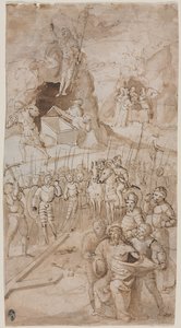 Drei Szenen aus der Passion Christi (recto) Architektonische Skizze (verso)