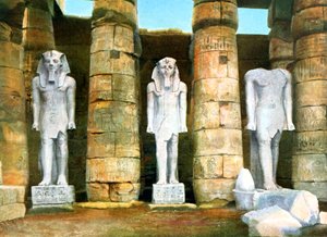 Drei Statuen von Ramses II., Luxor, Ägypten, 20. Jahrhundert