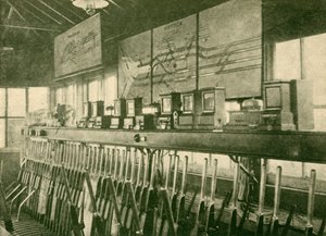 Zugbewegungsdiagramm im Stellwerk, Metropolitan Railway, 1930