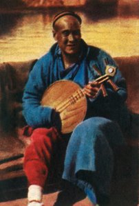 Reisender Musiker, China, ca. 1928 von Unbekannt