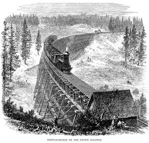 Trestle-Brücke der Union Pacific Railroad, USA, 1876