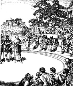Der Prozess des Sokrates, antiker griechischer Philosoph, 399 v. Chr., 19. Jahrhundert