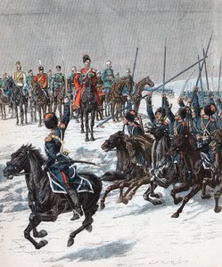 Zar Nikolaus II. inspiziert Kosaken, Russisch-Japanischer Krieg, 1904-5
