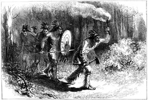 Tuscarora-Indianer verfolgen Flüchtlinge, spätes 17. - frühes 18. Jahrhundert, ca. 1880 von Unbekannt