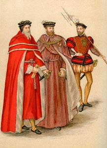 Zwei Peers in ihren Roben und ein Hellebardier, 16. Jahrhundert, 1893