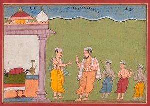 Vasudeva trifft Nanda aus einem Bhagavata Purana von Unbekannt