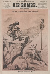 Vera Zasulich und Trepov, Titelblatt von Die Bombe, 1878 von Unbekannt
