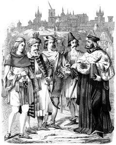 Vizekanzler und Studenten verschiedener Nationalitäten an der Universität Prag, 1849