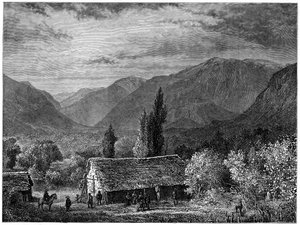 Blick in ein Tal der Cordillera, Chile, 1877 von Unbekannt