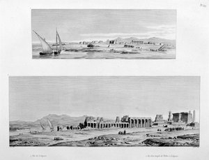 Blick auf Luxor und den Tempel von Theben in Luxor, Ägypten, ca. 1808