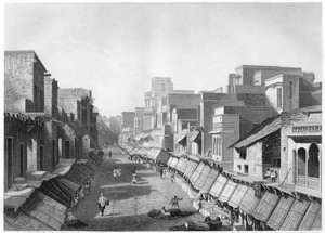 Blick auf die Hauptstraße, Agra, ca. 1860