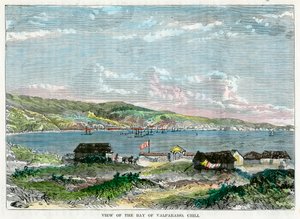 Blick auf die Bucht von Valparaiso, Chile, ca. 1880 von Unbekannt