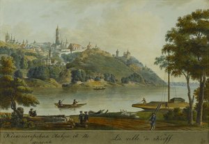 Ansicht der Kiewer Höhlenkloster und Podil, frühes 19. Jahrhundert von Unbekannt