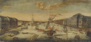 Blick auf die Ufer des Flusses Newa, 1753