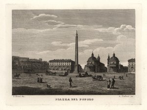 Ansicht der Piazza del Popolo, Rom, mit antikem Obelisken aus Heliopolis, Ägypten