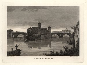 Blick auf die Tiberinsel, Rom von Unbekannt