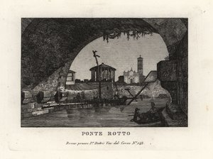 Ansicht der zerstörten Ponte Rotto, Pons Aemilius, im Tiber, Rom von Unbekannt