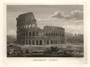 Ansicht der Ruinen des Flavischen Amphitheaters, Anfiteatro Flavio, Rom von Unbekannt