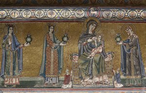 Mosaik der Jungfrau und des Kindes in der Kirche Santa Maria in Trastevere, Rom, Italien