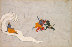 Vishnu kämpft gegen Madhu und Kaitabha, aus einem Markandeya Purana