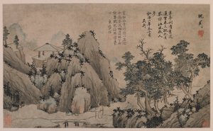 Spaziergang an einem Bergbach, Ming-Dynastie, 1368-1644