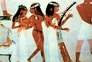 Wandmalerei, Detail, Gruppe von Musikern, Grab des Nakht, Theben