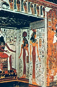 Wandmalerei, Grab von Nefertiti, Theben, Ägypten