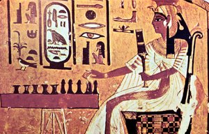 Wandmalerei aus dem Grab von Nefertari, Theben, Altes Ägypten, 19. Dynastie, 13. Jahrhundert v. Chr.