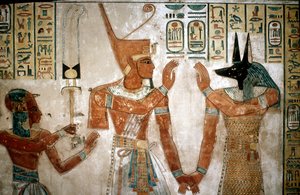 Wandmalerei aus dem Grab des Sohnes von Ramses III., Tal der Königinnen, Luxor, Ägypten, ca. 12. Jahrhundert v. Chr.