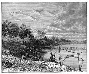 Sandwäsche für Diamanten am Ufer des Vaal-Flusses, Südafrika, ca. 1890 von Unbekannt