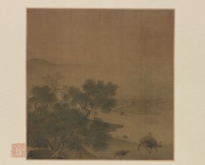 Wasserbüffel, Kalb und Hirtenjunge