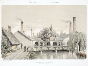 Wasserkraft, vor 1900 Walzwerke in Bray, Frankreich
