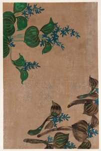 Wasserpflanzen mit blauen Blumen, Edo-Periode