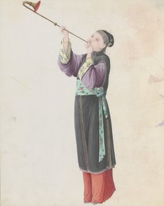 Aquarell eines Musikers, der Laba spielt, späte 18. Jahrhundert