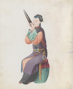 Aquarell eines Musikers, der Sheng spielt, spätes 18. Jahrhundert