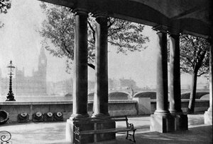Westminster Bridge und Big Ben von der Terrasse des St. Thomas Hospitals, 1926-1927