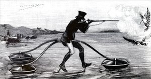 Wildvögel auf einem Wasserfahrrad jagen von Unbekannt