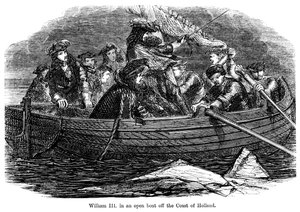 Wilhelm III. in einem offenen Boot vor der Küste Hollands von Unbekannt