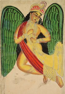 Geflügelte Apsara mit einem Horn
