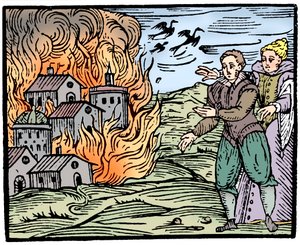 Hexen zerstören ein Haus durch Feuer - Schwaben