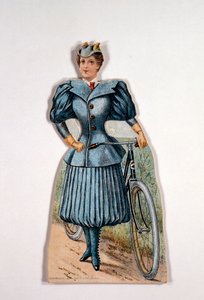 Frau in Radfahrkleidung, amerikanisch, um 1900 von Unbekannt