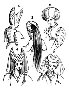 Frauenkopfbedeckungen, 15. Jahrhundert, 1910