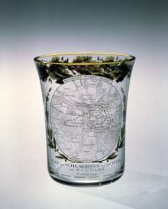 Geblasener, gefärbter und emaillierter Becher, dekoriert von Samuel Mohn, 1813-14