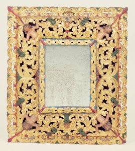 Charles II geschnitzter und bemalter Spiegel