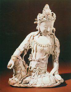 Ching-te-Chen weiß glasierte Figur von Arolo Kites Vara, Yuan-Dynastie, spätes 13. - frühes 14. Jahrhundert