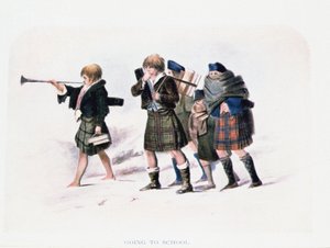 Auf dem Weg zur Schule von R.R. McIan (kolorierte Lithografie) von Unbekannt Unbekannt