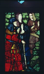 Johannes der Täufer verabschiedet sich von seinen Eltern (16. Jahrhundert, Buntglas)