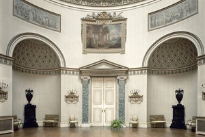 Kedleston Hall, Der Salon, Derbyshire, UK, entworfen von Robert Adam, fertiggestellt 1763 von Unbekannt Unbekannt