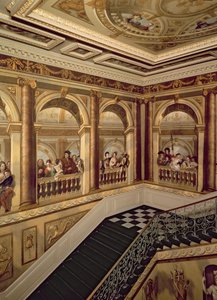 Kensington Palace, Ansicht der großen Treppe des Königs, englische Schule, 17. Jahrhundert, London, UK von Unbekannt Unbekannt