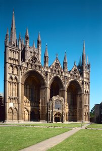 Peterborough Kathedrale, Westfassade, erbaut ca. 1200-10, Cambridgeshire, UK